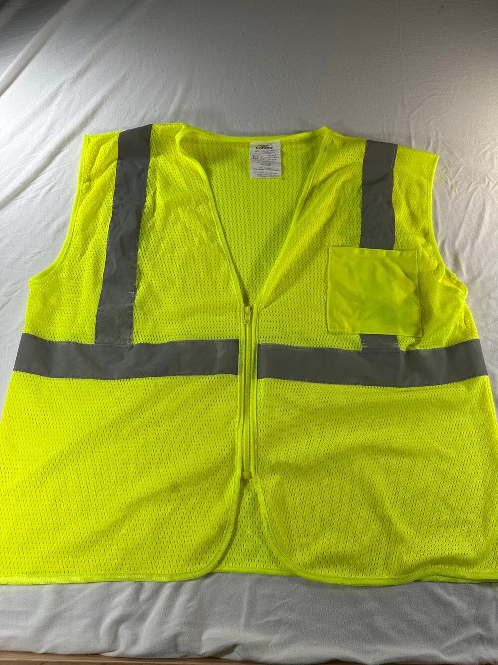 Lot of 2 Condor ANSI Class 2 High Visibility Safety Vests Lime Yellow Reflective
